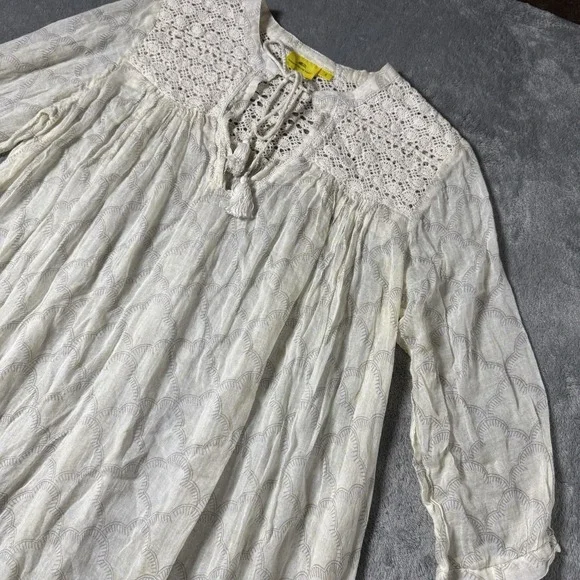 Roller Rabbit Lucknow Seraphina Beach Cover Up Small White Tassle Tunic - Picture 3 of 10